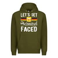 Army Green lets get schnitzel faced men women vintage oktoberfest t shirt Premium Hoodie - StudioElite
