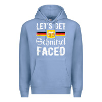 Colony Blue lets get schnitzel faced men women vintage oktoberfest t shirt Premium Hoodie - StudioElite
