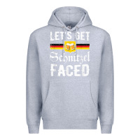 Heather Grey lets get schnitzel faced men women vintage oktoberfest t shirt Premium Hoodie - StudioElite