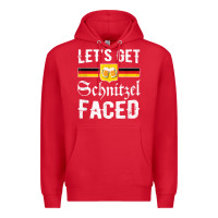 Red lets get schnitzel faced men women vintage oktoberfest t shirt Premium Hoodie - StudioElite