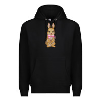 Black easter rabbit pink flowers Premium Hoodie - BarkalooDesign