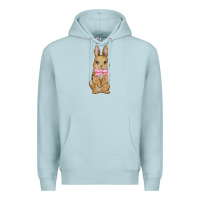 Blue Mist easter rabbit pink flowers Premium Hoodie - BarkalooDesign
