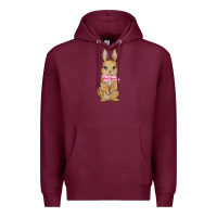 Burgundy easter rabbit pink flowers Premium Hoodie - BarkalooDesign