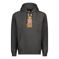 Charcoal Heather easter rabbit pink flowers Premium Hoodie - BarkalooDesign