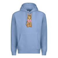 Colony Blue easter rabbit pink flowers Premium Hoodie - BarkalooDesign