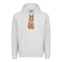 Dove Grey easter rabbit pink flowers Premium Hoodie - BarkalooDesign
