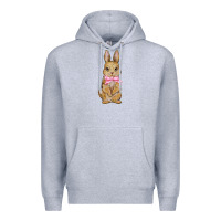 Heather Grey easter rabbit pink flowers Premium Hoodie - BarkalooDesign