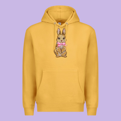 Easter Rabbit Pink Flowers Premium Hoodie Designed By Barkaloodesign
