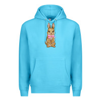Ocean Blue easter rabbit pink flowers Premium Hoodie - BarkalooDesign