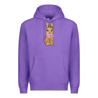 Purple easter rabbit pink flowers Premium Hoodie - BarkalooDesign