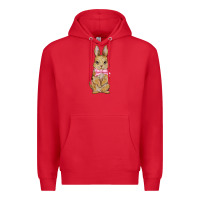 Red easter rabbit pink flowers Premium Hoodie - BarkalooDesign