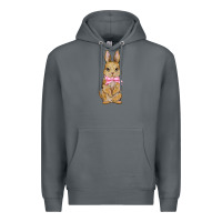 Rock easter rabbit pink flowers Premium Hoodie - BarkalooDesign