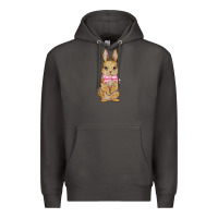 Smoke easter rabbit pink flowers Premium Hoodie - BarkalooDesign