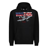 Black Military Airplane A-10 Warthog American Flag Premium Hoodie - StudioElite