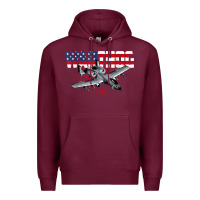 Burgundy Military Airplane A-10 Warthog American Flag Premium Hoodie - StudioElite