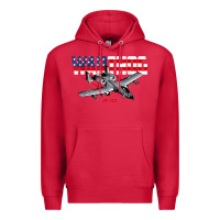 Cardinal Military Airplane A-10 Warthog American Flag Premium Hoodie - StudioElite
