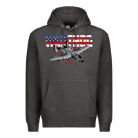 Charcoal Heather Military Airplane A-10 Warthog American Flag Premium Hoodie - StudioElite