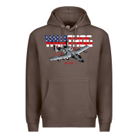 Coffee Military Airplane A-10 Warthog American Flag Premium Hoodie - StudioElite