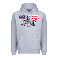 Heather Grey Military Airplane A-10 Warthog American Flag Premium Hoodie - StudioElite