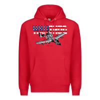 Red Military Airplane A-10 Warthog American Flag Premium Hoodie - StudioElite