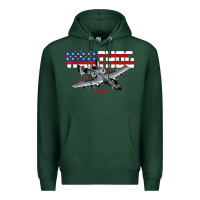 Sports Green Military Airplane A-10 Warthog American Flag Premium Hoodie - StudioElite