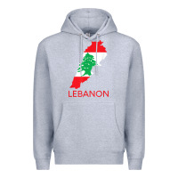 Heather Grey Lebanon Flag Cedar Tree Beirut Lebanese Arabic Arab Islam Premium Hoodie - StudioElite