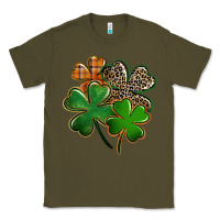 Army Green Leopard shamrock St. Patricks Day Classic Tee - FaDigitalArtStudio