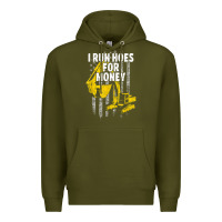 Army Green heavy equipment operator i run hoes for money usa flag t shirt Premium Hoodie - StudioElite