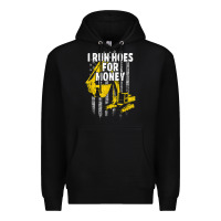 Black heavy equipment operator i run hoes for money usa flag t shirt Premium Hoodie - StudioElite