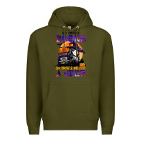 Army Green my broom broke so now i drive a j.e.e.p witch halloween t shirt Premium Hoodie - StudioElite