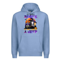 Colony Blue my broom broke so now i drive a j.e.e.p witch halloween t shirt Premium Hoodie - StudioElite