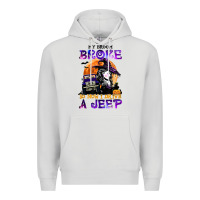 Dove Grey my broom broke so now i drive a j.e.e.p witch halloween t shirt Premium Hoodie - StudioElite