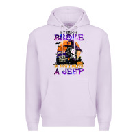 Lilac my broom broke so now i drive a j.e.e.p witch halloween t shirt Premium Hoodie - StudioElite
