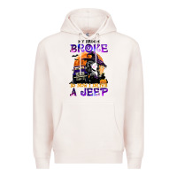 Pale Pink my broom broke so now i drive a j.e.e.p witch halloween t shirt Premium Hoodie - StudioElite
