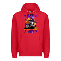 Red my broom broke so now i drive a j.e.e.p witch halloween t shirt Premium Hoodie - StudioElite