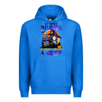 True Royal my broom broke so now i drive a j.e.e.p witch halloween t shirt Premium Hoodie - StudioElite