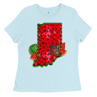 Baby Blue indiana watermelon Ladies Tee - RacoonDesign
