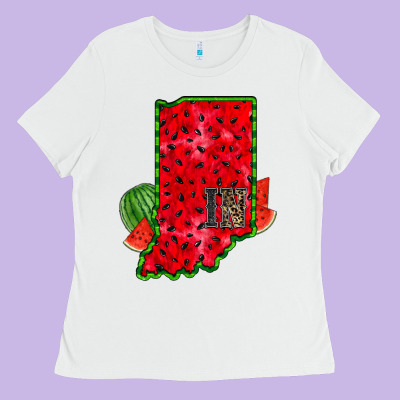 Indiana Watermelon Ladies Tee Designed By Racoondesign