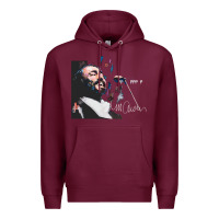 Burgundy Original Portrait of Luciano Pavarotti Premium Hoodie - StudioElite
