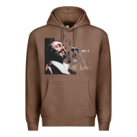 Chestnut Original Portrait of Luciano Pavarotti Premium Hoodie - StudioElite