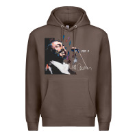 Coffee Original Portrait of Luciano Pavarotti Premium Hoodie - StudioElite