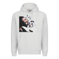 Dove Grey Original Portrait of Luciano Pavarotti Premium Hoodie - StudioElite