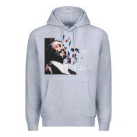 Heather Grey Original Portrait of Luciano Pavarotti Premium Hoodie - StudioElite