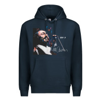 Navy Original Portrait of Luciano Pavarotti Premium Hoodie - StudioElite