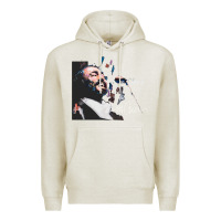 Oatmeal Heather Original Portrait of Luciano Pavarotti Premium Hoodie - StudioElite