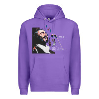 Purple Original Portrait of Luciano Pavarotti Premium Hoodie - StudioElite
