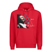 Red Original Portrait of Luciano Pavarotti Premium Hoodie - StudioElite