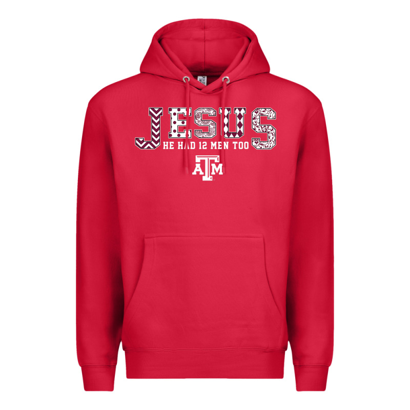 Texas A&m Aggies Jesus - Had 12 Men - Patterned Premium Hoodie by PixelFlow | Teevron