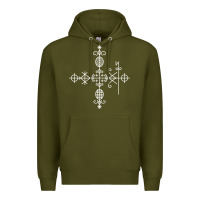 Army Green haitian veve  voodoo symbol t shirt Premium Hoodie - PixelFlow