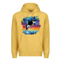 Antique Gold Orca Killer Whale Starry Night Impressionist Dog Art By Aja Premium Hoodie - PixelFlow